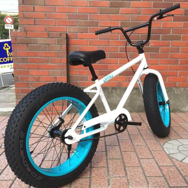 自転車 20BRONX-1SP White×Turquoise-rim シングルスピード ブロンクス