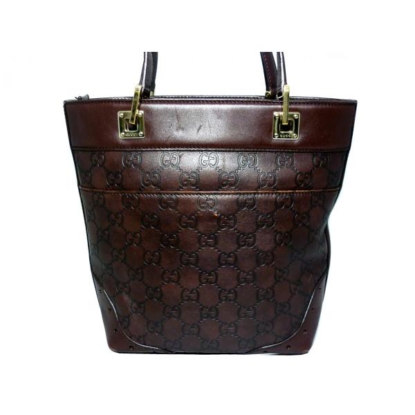 GUCCI グッチ シマ レザー トートバッグ ダークブラウン GUCCI グッチ グッチシマ シマレザー バケツトートバッグ