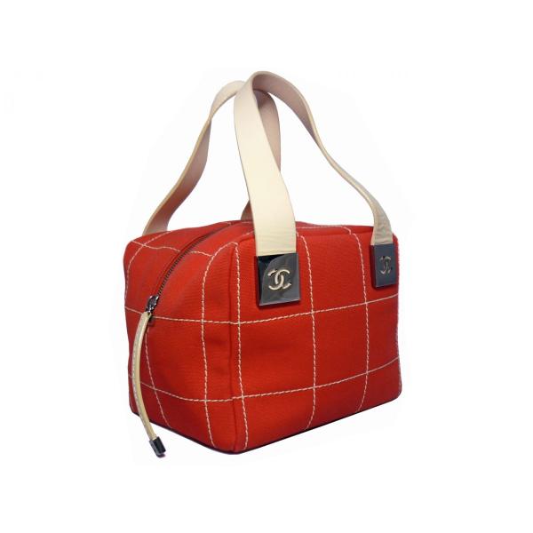 Chanel シャネル チョコバー キャンバス ブローチ ボストンバッグ 楽天