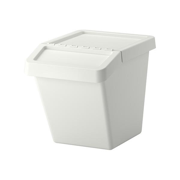 IKEA分別ゴミ箱ふた付SORTERAホワイト60L送料￥750!代引き可/【Buyee