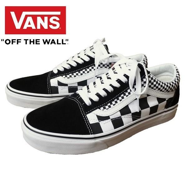 VANS バンズ OLD SKOOL (MIX CHECKER) BLACK/TRUE WHITE オールド ...