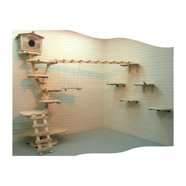 家ページ・流木キャットタワー 大型流木キャットタワー 壁面登り棚大型スカイウォーク付き pk18