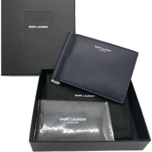 SAINT LAURENT PARIS ビルクリップウォレット Saint Laurent Paris Bill clip wallet in grain de poudre leather in