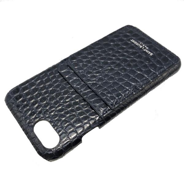 サンローラン IPHONE 8ケース クロコダイルエンボスレザー カード