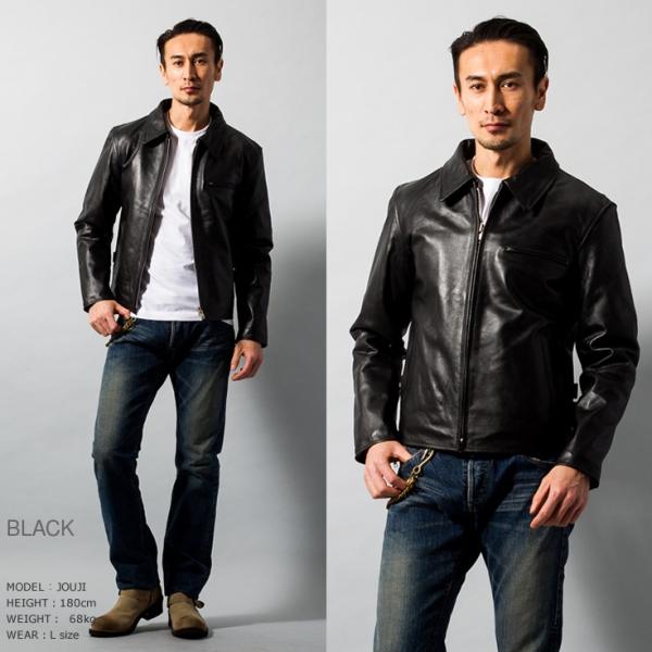 Horn Works レザージャケット ライダースジャケット 4766 4L Horn Works 本革 襟付きシングルライダースジャケット メンズ