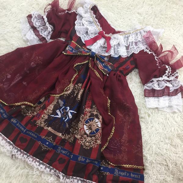 即納 現品限り】ロリータ服 姫袖 ワンピース リボン オフショル 長袖