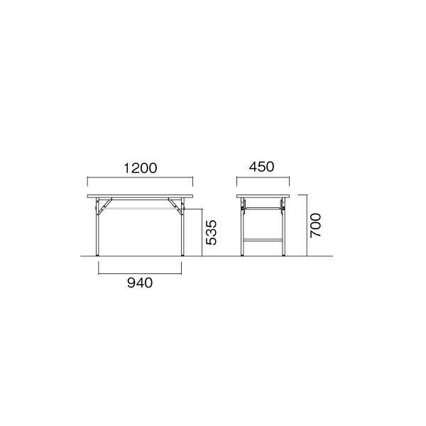 法人送料無料 折りたたみテーブル 会議テーブル 120 45 120cm 高さ70