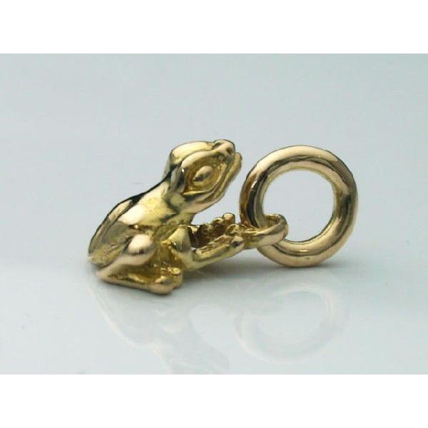 ゴールドカエルのトップビュー/2Dとテクスチャードチャームペンダント