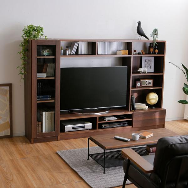 木製　テレビ台 テレビ台 ハイタイプ おしゃれ 220cm 北欧風 収納 壁面収納 一体型 50