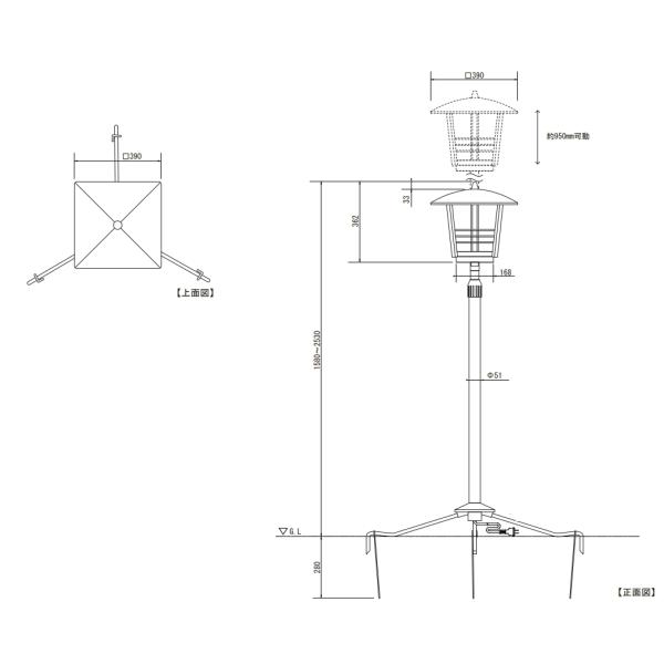 和風ライト 庭園灯（スタンド型46） ＬＥＤタイプ ＡＣ100Ｖ+自動点滅