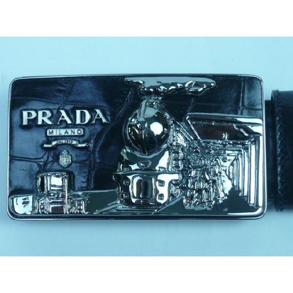 プラダ PRADA メンズベルト ＮＥＲＯ（黒）クロコ型押し イタリア製
