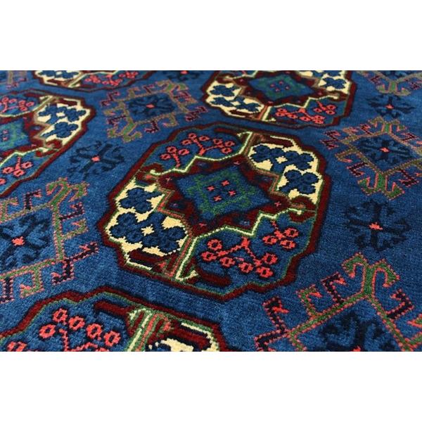 高品質 稀少色 蒼い トルクメン 絨毯 アフガニスタン産 196cm×150cm