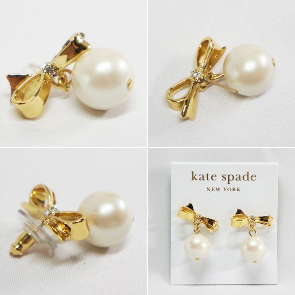 KATE SPADE/ケイトスペード パール リボン ピアス ゴールド 14K GOLD ...