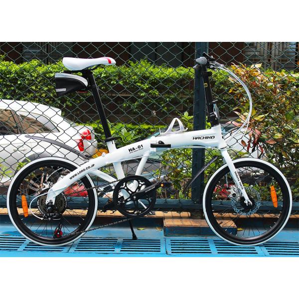 ハチコHACHIKO ジュラルミン折り畳み自転車SHIMANO7段変速20インチ[98％完成品]泥よけ付きプレゼントがあり！HA-01-White  /【Buyee】