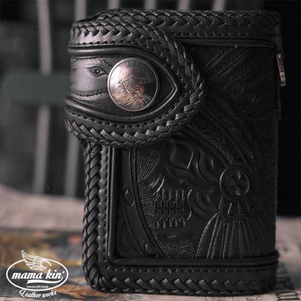 二つ折り財布/カービングウォレット/バイカーズ/ライダース