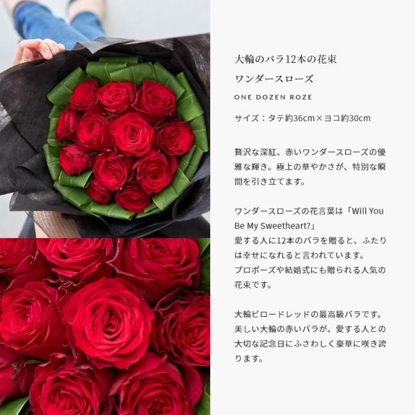 ワンダースローズ 大輪赤バラ花束 12本 紛らわしい 結婚式 結婚記念日 薔薇 ダーズン