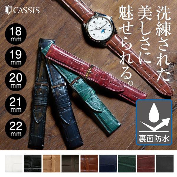 腕時計ベルト バンド 交換 ワニ革 22mm 21mm CASSIS ADONARA C