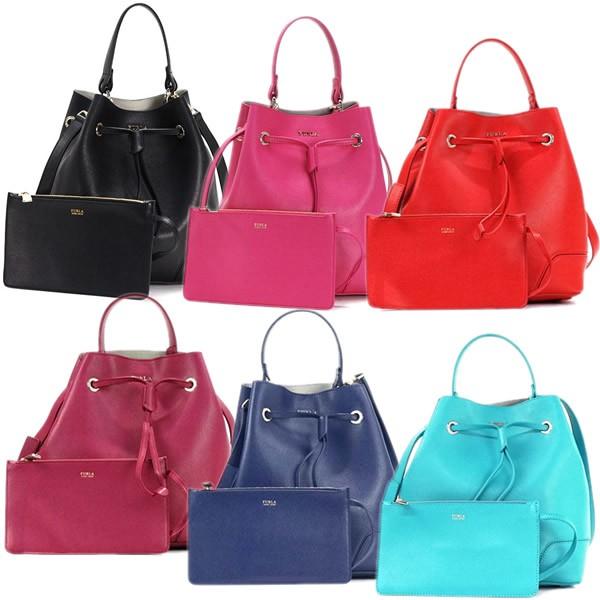 FURLA フルラ トートバッグ ショルダーバッグ 2way STACY S DRAWSTRING ポーチ ステイシー BEH3 ブラック ピンク  レッド ダークピンク ネイビー ラズベリー /【Buyee】