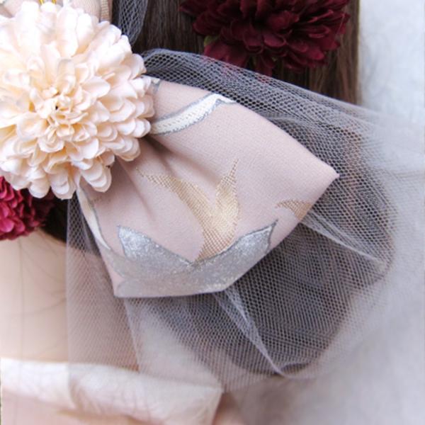 成人式 結婚式 髪飾り ふわりひらり大人のチュールリボン アンティーク