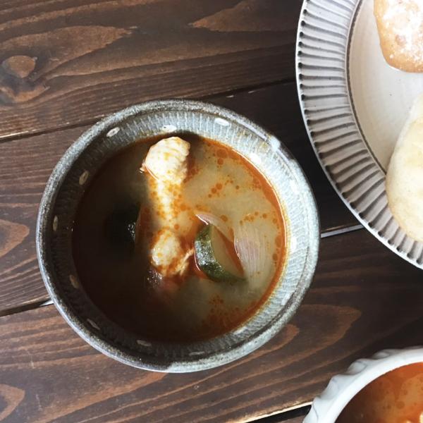 小石原焼 翁明窯元 しのぎ 深椀 陶器 器 お椀 汁椀 しのぎドットマット
