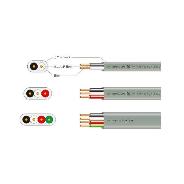 切売販売VVFケーブル1.6mm×2 VVF1.6×2C 1m単位の切り売り電線少量お