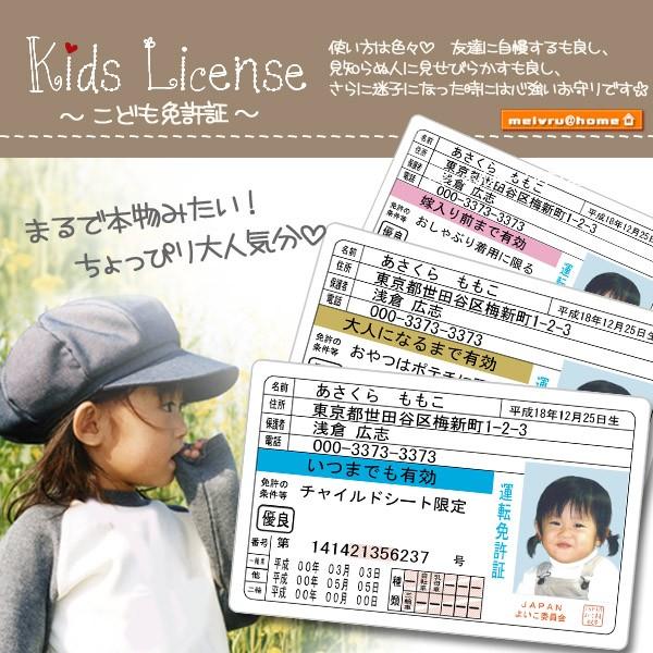 こども免許証【キーホルダータイプ】 迷子札に!!子ども免許証 名前入り