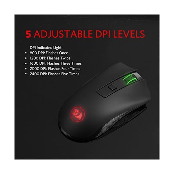 Redragon M652 ゲーミングマウス ワイヤレス 無線 遅延無し2400DPI 5