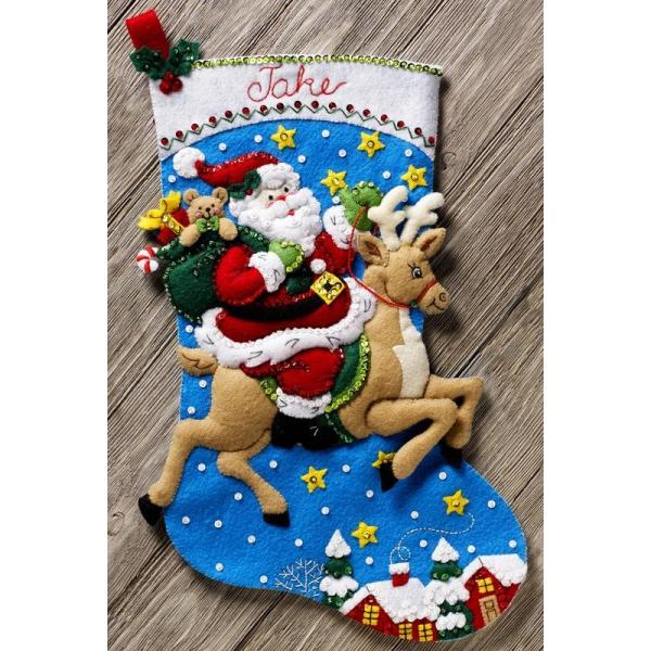 Reindeer Santa Stocking」《日本語基本ガイド付き》Bucilla ブシラ