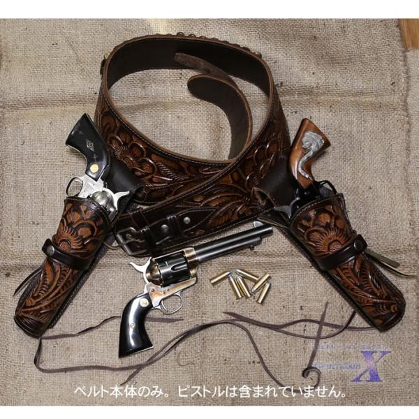 本革製 ウエスタン ガンベルト ダブルホルスター 本革製 SAA ウエスタンガンベルト レザーホルスター - メルカリ