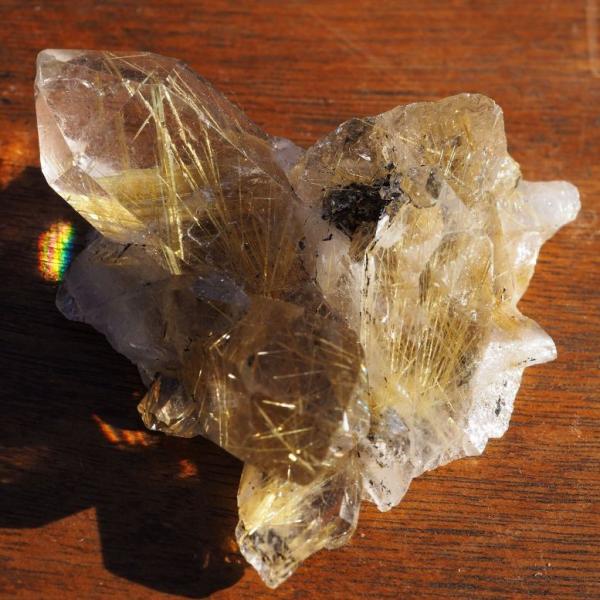 高品質 ゴールド ルチルクォーツ クラスター ルチル入り水晶 原石