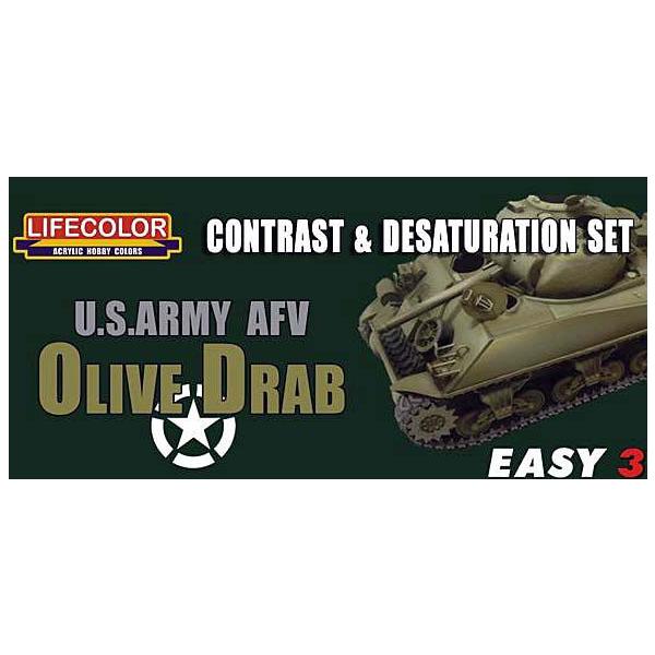 アメリカ陸軍戦車用オリーブドラブお手軽3色セット（基本色