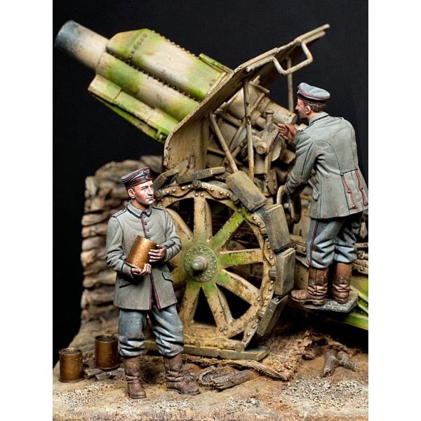 第一次世界大戦 ドイツ軍 砲兵セット（フィギュア3体、砲弾6個 