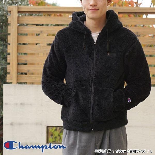 Champion フルジップパーカー ボアフリース ブラック Lサイズ CHAMPION 