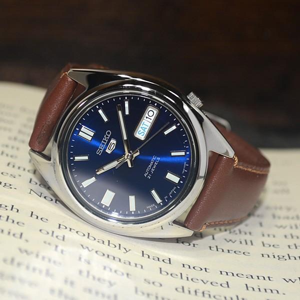 セイコー5 海外モデル 逆輸入 SEIKO5 メンズ 自動巻き 腕時計 ネイビー 