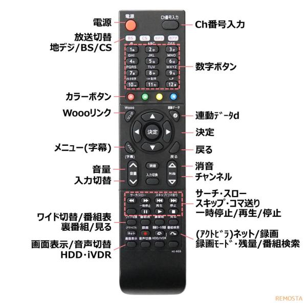 日立Wooo テレビリモコンC-RS5 L22-HP05 L26-HP05 L32-HP05 P42-HP05