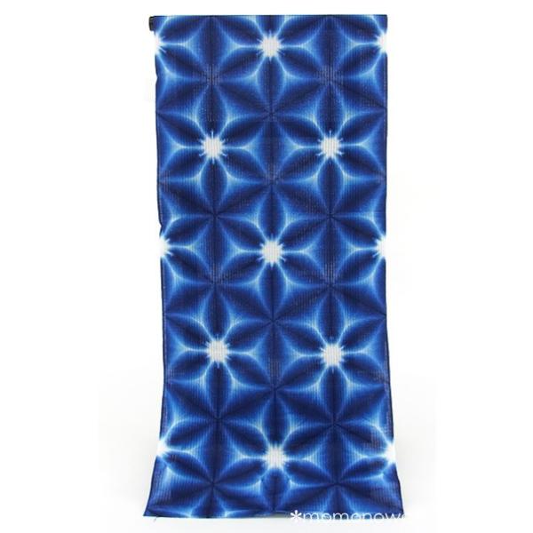 浴衣 板締め 雪花絞り 有松絞り 染元 張正 青 藍 反物 綿麻 女性