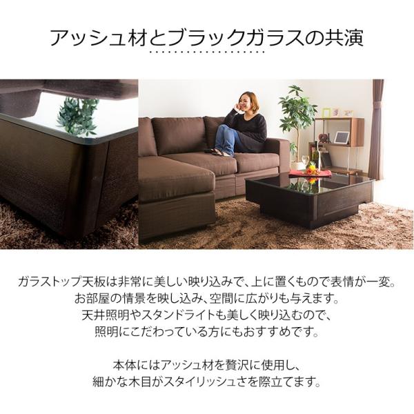 HOMOOI リビングルーム用収納付きガラスコーヒーテーブル3段長方形 