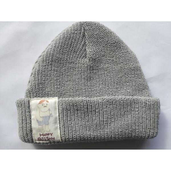 HAPPY OJISAN おじさん柄 ニット帽 グレー ワッチ レディース