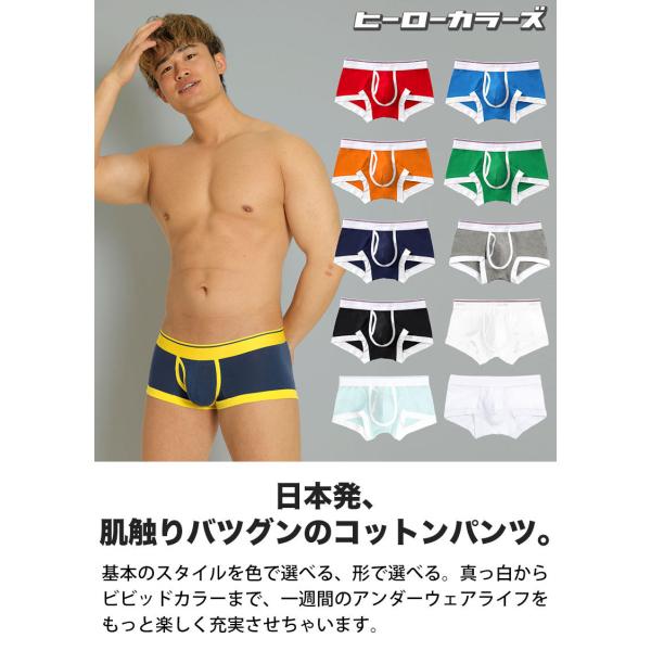 ボクサーパンツ メンズ 前開きローライズ 日本製 コットン 綿 ヒーロー