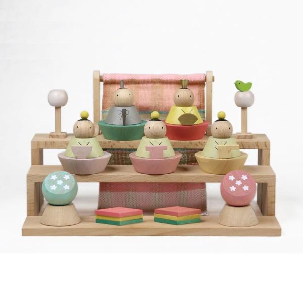 雛人形 コンパクト おしゃれ 木製 組み木 プーカのひな人形 座り雛