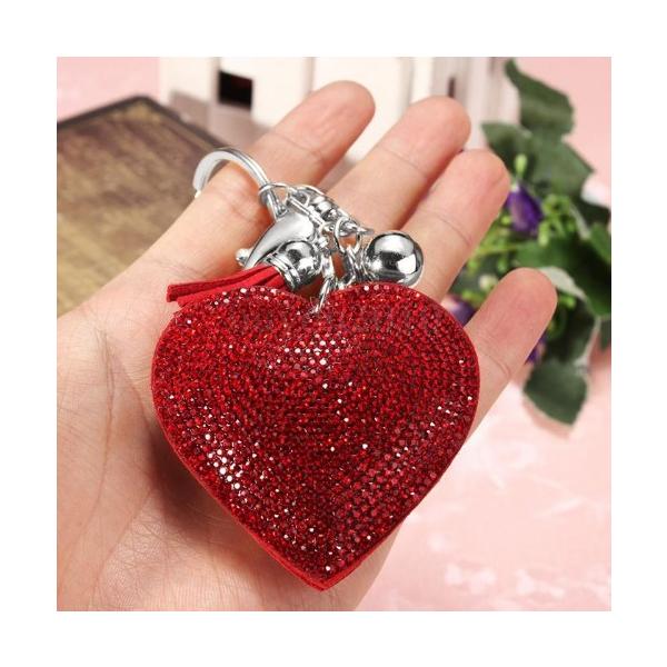 255 タッセルキーホルダー＊ぷっくりハート✨ハンドメイド✨ バッグチャーム ハート タッセル キーホルダー おしゃれ