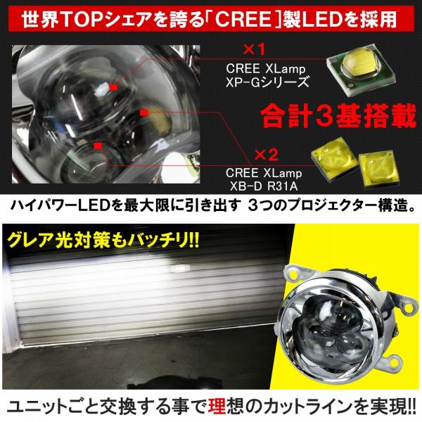 トヨタ ダイハツ LED フォグランプ 4インチ CREE製 プロジェクター デイライト バルブ メッキ 純正交換 /【Buyee】