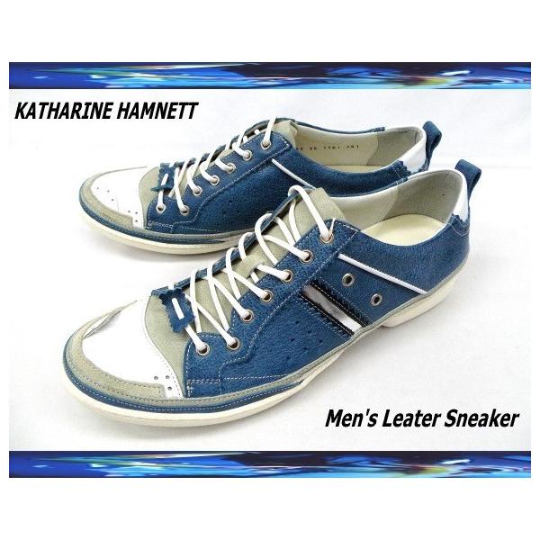 キャサリンハムネット KATHARINE HAMNETT 靴 レザースニーカー (ブルー