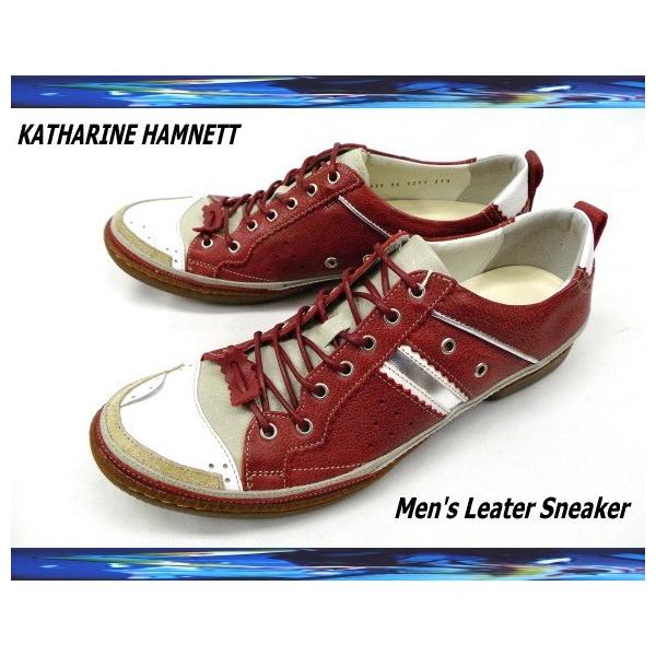 キャサリンハムネット KATHARINE HAMNETT 靴 レザースニーカー (レッド ...