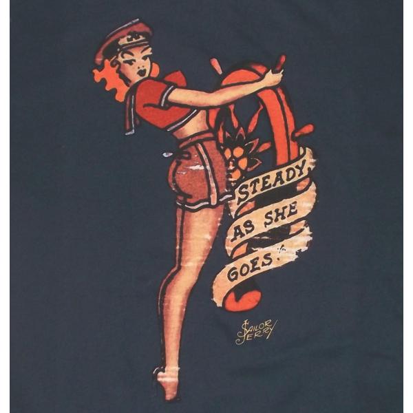 セーラー ジェリー Tシャツ Sailor Jerry Steady 紺 セーラー ガール ...