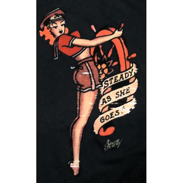 セーラー ジェリー Tシャツ Sailor Jerry Steady 紺 セーラー ガール 