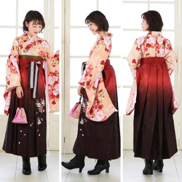 卒業式袴レンタル2尺袖着物＆袴フルセットレンタル「淡いオレンジ地に