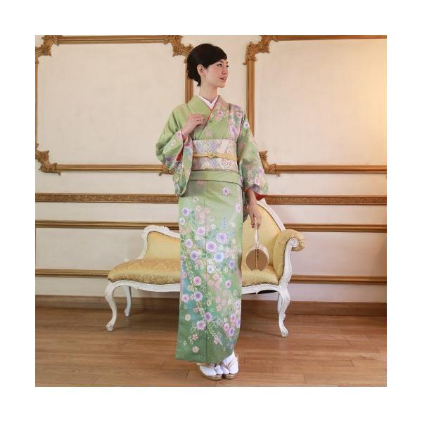 訪問着 19点フルコーディネートレンタルセット「黄緑色地にカラフルな