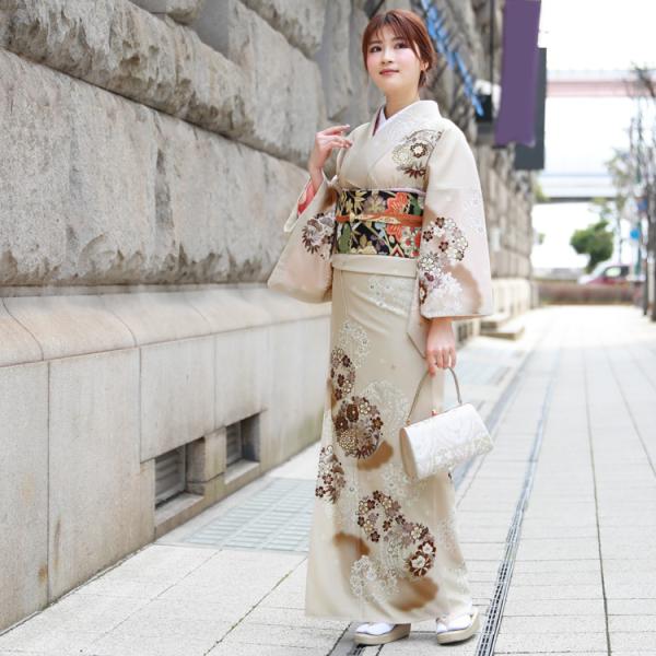 訪問着 レンタル 19点フルコーディネートレンタルセット「ベージュ地に