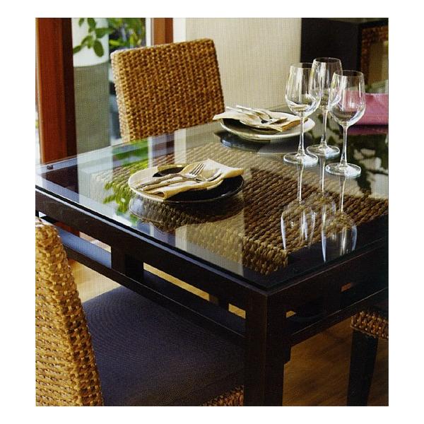 ガラス天板付きテーブル リゾート バリ風 ウォーターヒヤシンス